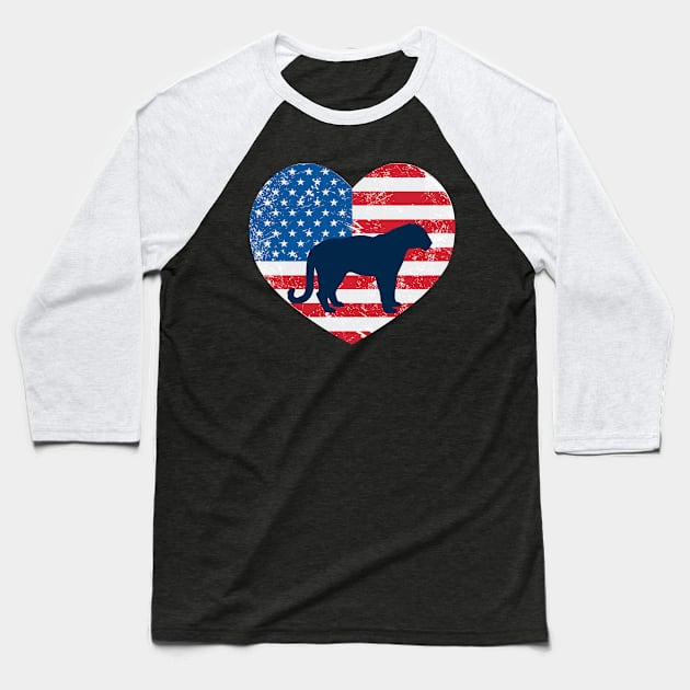 American Flag Heart Love Tiger Usa Patriotic 4Th Of July Baseball T-Shirt by JaroszkowskaAnnass